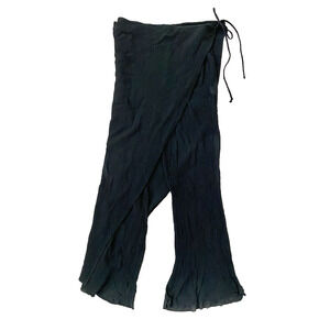 The Handloom Black Palazzo Wrap Wide Leg Gauze Pants Boho Hippie Lounge
